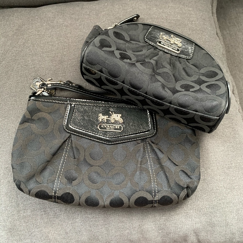 Coach large wristlet and cosmetic case